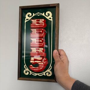 Vintage “BEER” Framed Glass Bar Sign | Retro Pub Decor